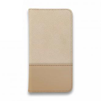 【手帳型ベルトなし】【Stick Case】レザー風リボン&ショルダーストラップ　ベージュ