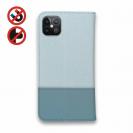 【手帳型ベルトなし】【Stick Case】レザー風リボン&ショルダーストラップ　サックス