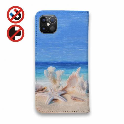 【手帳型ベルトなし】【Stick Case】オーシャンブルー　春の海辺