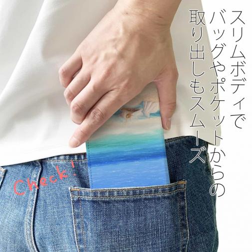 【手帳型ベルトなし】【Stick Case】オーシャンブルー　春の海辺