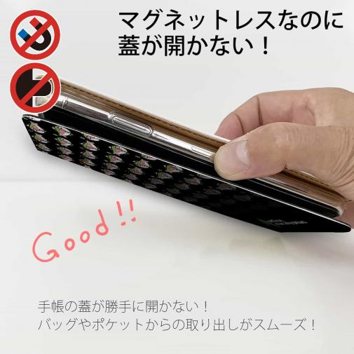 【手帳型ベルトなし】【Stick Case】【eucalyptus】グレ鱒　ブラック