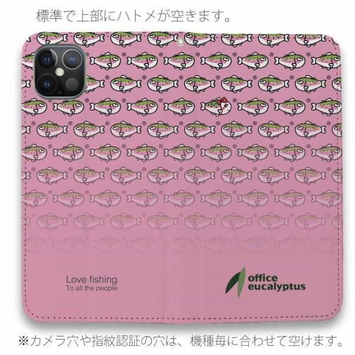 【手帳型ベルトなし】【Stick Case】【eucalyptus】グレ鱒　ピンク