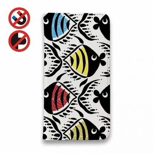 【手帳型ベルトなし】【Stick Case】【釣りざんまい】カラフルフィッシュダンス