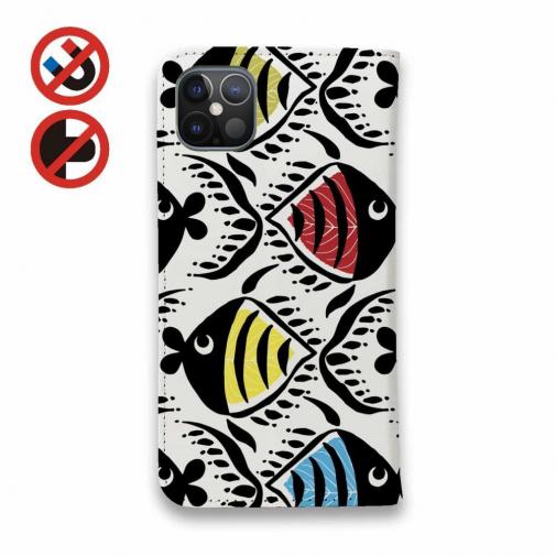 【手帳型ベルトなし】【Stick Case】【釣りざんまい】カラフルフィッシュダンス