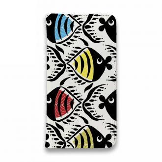 【手帳型ベルトなし】【Stick Case】【釣りざんまい】カラフルフィッシュダンス