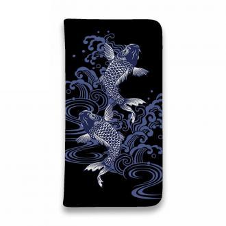 【手帳型ベルトなし】【Stick Case】タトゥー風昇り鯉　ブルー&ブラック