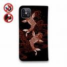 【手帳型ベルトなし】【Stick Case】タトゥー風昇り鯉　レッド&ブラック