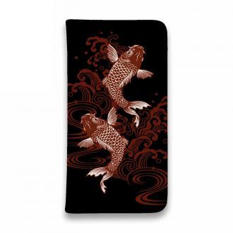 【手帳型ベルトなし】【Stick Case】タトゥー風昇り鯉　レッド&ブラック
