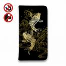 【手帳型ベルトなし】【Stick Case】タトゥー風昇り鯉　ゴールド&ブラック