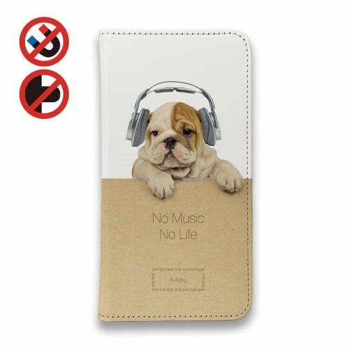 【手帳型ベルトなし】【Stick Case】ブルドッグだってNo Music No Life