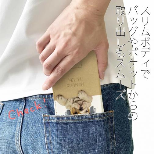 【手帳型ベルトなし】【Stick Case】ブルドッグだってNo Music No Life