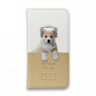 【手帳型ベルトなし】【Stick Case】コーギーだってNo Music No Life