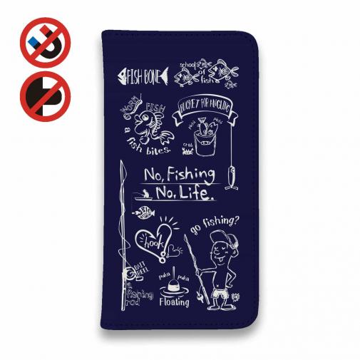 【手帳型ベルトなし】【Stick Case】【釣りざんまい】釣りが好きなんです_ネイビー