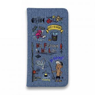 【手帳型ベルトなし】【Stick Case】【釣りざんまい】釣りが好きなんです_カラフルデニム風