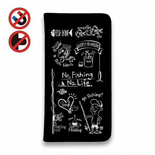 【手帳型ベルトなし】【Stick Case】【釣りざんまい】釣りが好きなんです_ブラック