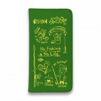 【手帳型ベルトなし】【Stick Case】【釣りざんまい】釣りが好きなんです_グリーン