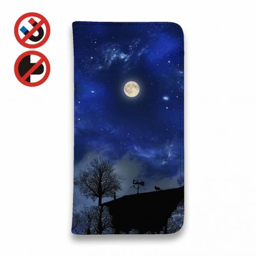 【手帳型ベルトなし】【Stick Case】屋根の上のネコと満月