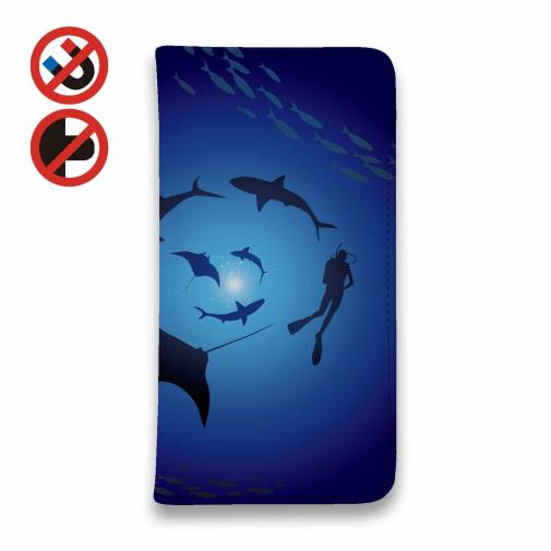 【手帳型ベルトなし】【Stick Case】ダイバー　マンタ　サメ　ダイビング