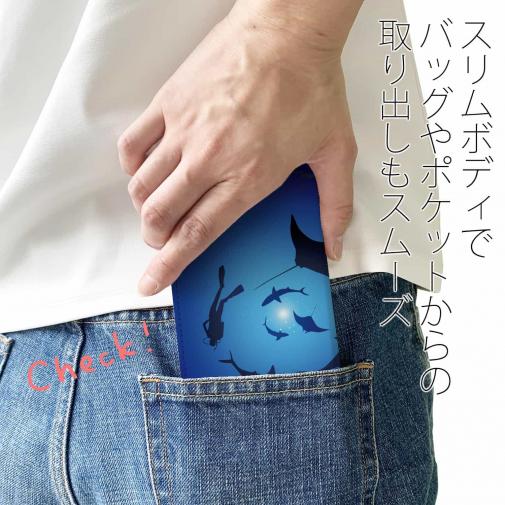 【手帳型ベルトなし】【Stick Case】ダイバー　マンタ　サメ　ダイビング