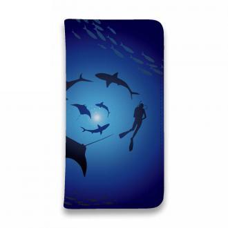 【手帳型ベルトなし】【Stick Case】ダイバー　マンタ　サメ　ダイビング