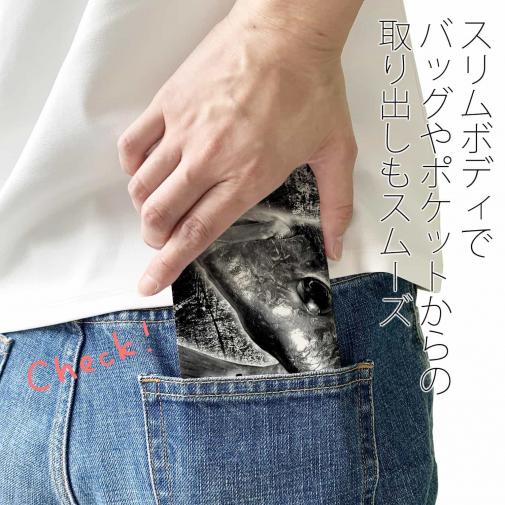 【手帳型ベルトなし】【Stick Case】クロダイ(チヌ)　墨絵風(黒)