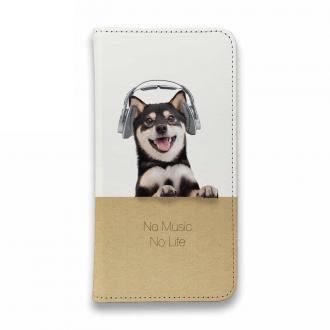 【手帳型ベルトなし】【Stick Case】黒柴だってNo Music No Life