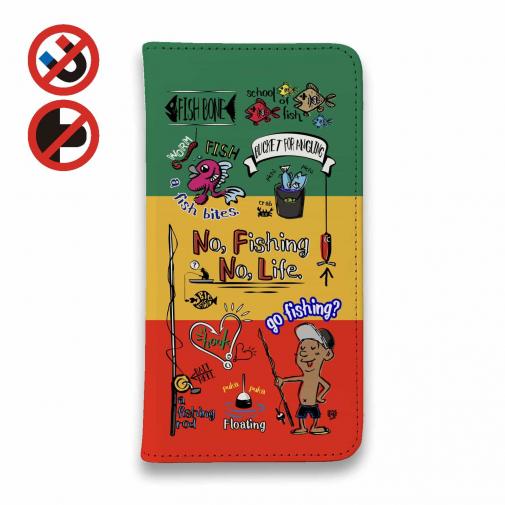 【手帳型ベルトなし】【Stick Case】【釣りざんまい】 釣りが好きなんです_カラフルラスタカラー