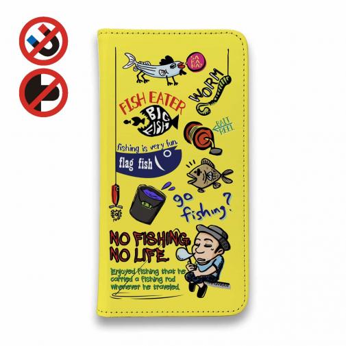 【手帳型ベルトなし】【Stick Case】【釣りざんまい】 釣り好きですがなにか?_カラフルイエロー