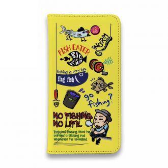 【手帳型ベルトなし】【Stick Case】【釣りざんまい】 釣り好きですがなにか?_カラフルイエロー