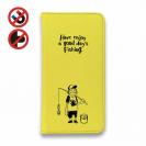 【手帳型ベルトなし】【Stick Case】【釣りざんまい】 一日釣りを楽しむアングラー_イエロー