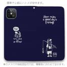 【手帳型ベルトなし】【Stick Case】【釣りざんまい】 一日釣りを楽しむアングラー_ネイビー