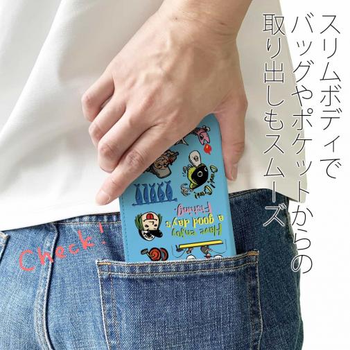 【手帳型ベルトなし】【Stick Case】【釣りざんまい】魚釣りに出かけよう!_カラフルスカイブルー
