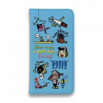 【手帳型ベルトなし】【Stick Case】【釣りざんまい】魚釣りに出かけよう!_カラフルスカイブルー