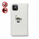 【手帳型ベルトなし】【Stick Case】【釣りざんまい】ドット絵のブラックバス カラフルホワイト