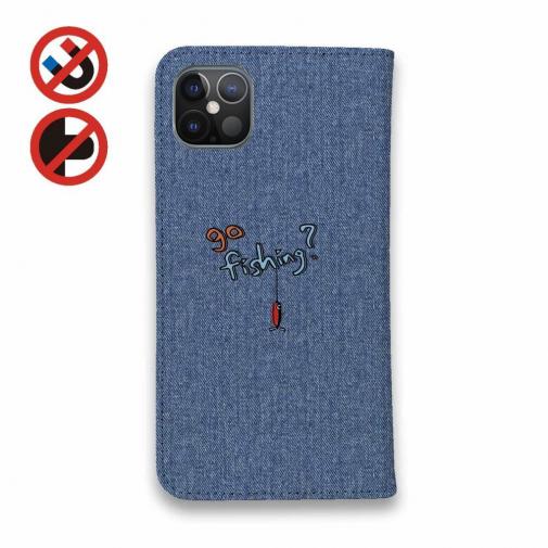 【手帳型ベルトなし】【Stick Case】【釣りざんまい】魚釣りに出かけよう!_カラフルデニム風