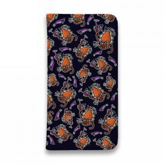 【手帳型ベルトなし】【Stick Case】【釣りざんまい】エギに釣られるアオリイカ_カラフルダークネイビー