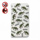 【手帳型ベルトなし】【Stick Case】【釣りざんまい】ドット絵のブラックバスがいっぱい_カラフルホワイト