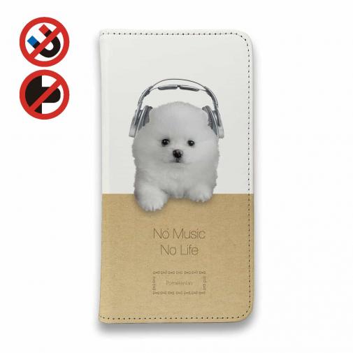 【手帳型ベルトなし】【Stick Case】ポメラニアンだってNo Music No Life
