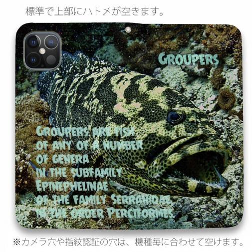 【手帳型ベルトなし】【Stick Case】グルーバー・フィッシュ(ハタ類)　アメコミ風