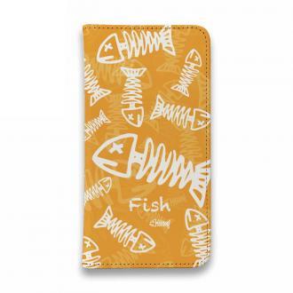 【手帳型ベルトなし】【Stick Case】ボーン・フィッシュ　オレンジ