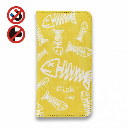 【手帳型ベルトなし】【Stick Case】ボーン・フィッシュ　イエロー