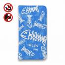 【手帳型ベルトなし】【Stick Case】ボーン・フィッシュ　ブルー