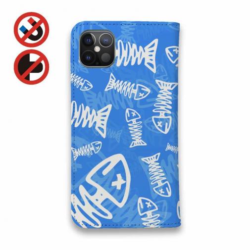 【手帳型ベルトなし】【Stick Case】ボーン・フィッシュ　ブルー