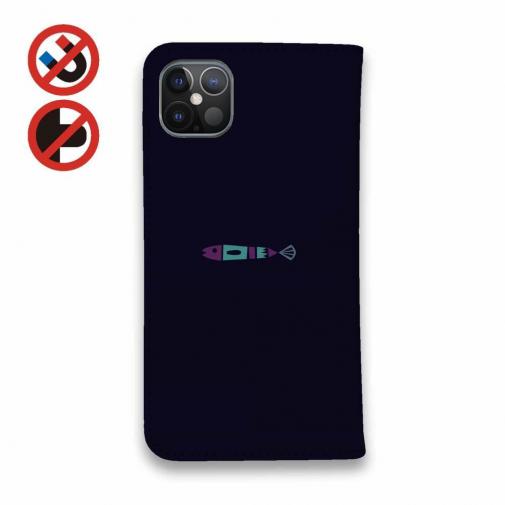 【手帳型ベルトなし】【Stick Case】【釣りざんまい】愛犬と釣りを楽しむアングラー_カラフルダークネイビー