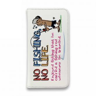 【手帳型ベルトなし】【Stick Case】【釣りざんまい】魚がひいてる、どうしよう!_カラフルホワイト