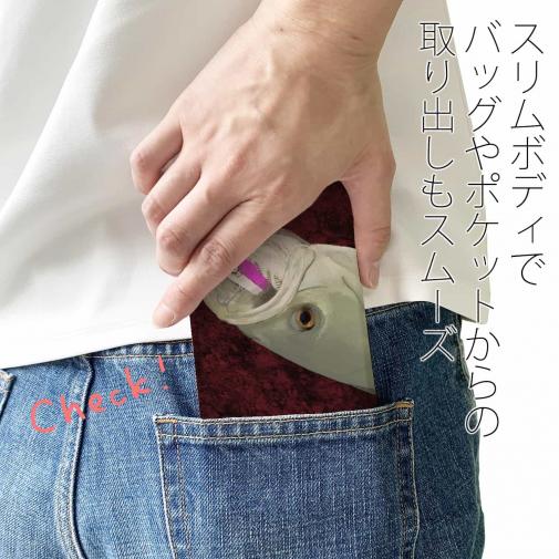 【手帳型ベルトなし】【Stick Case】【佐藤ケロ子】シーバスの食欲　バイオレンスレッド