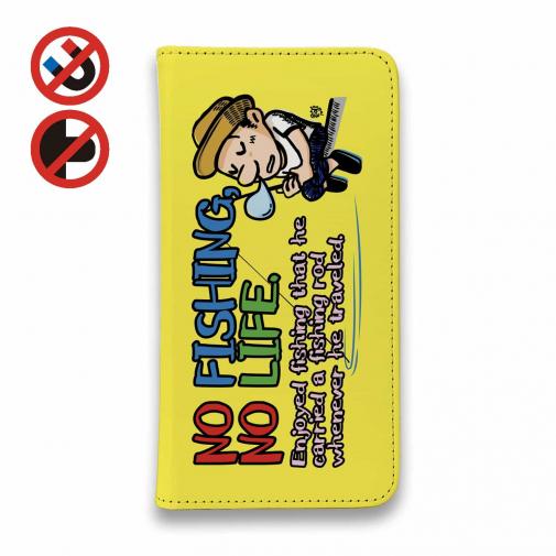 【手帳型ベルトなし】【Stick Case】【釣りざんまい】ついついウトウトしちゃった釣り人_カラフルイエロー