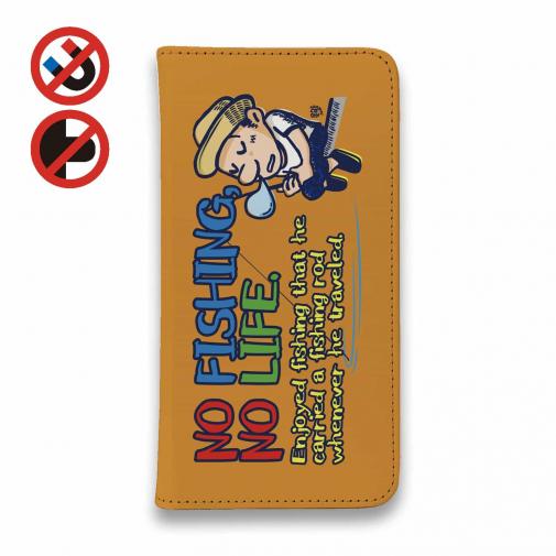 【手帳型ベルトなし】【Stick Case】【釣りざんまい】ついついウトウトしちゃった釣り人_カラフルオレンジ