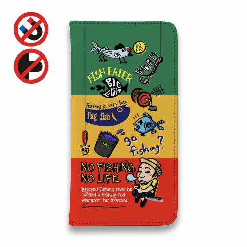 【手帳型ベルトなし】【Stick Case】【釣りざんまい】釣り好きですがなにか?_カラフルラスタカラー