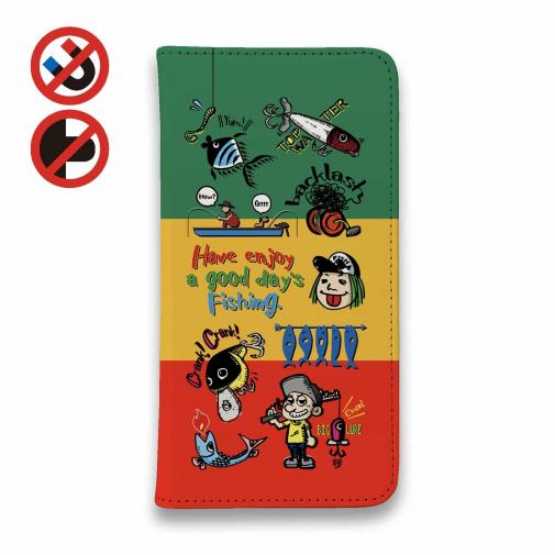 【手帳型ベルトなし】【Stick Case】【釣りざんまい】魚釣りに出かけよう!_カラフルラスタカラー